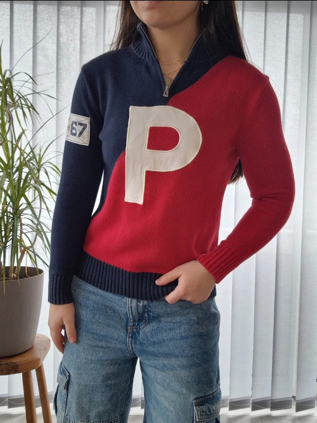 Pull camionneur rouge/marine - XXS/XS