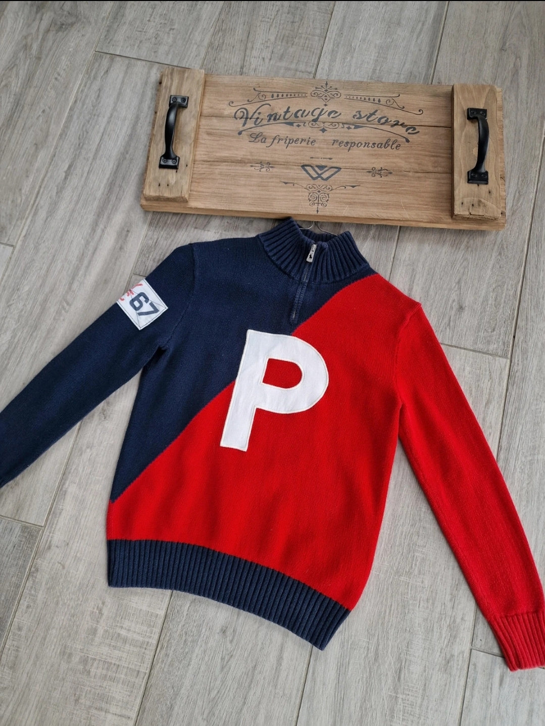 Pull camionneur rouge/marine - XXS/XS