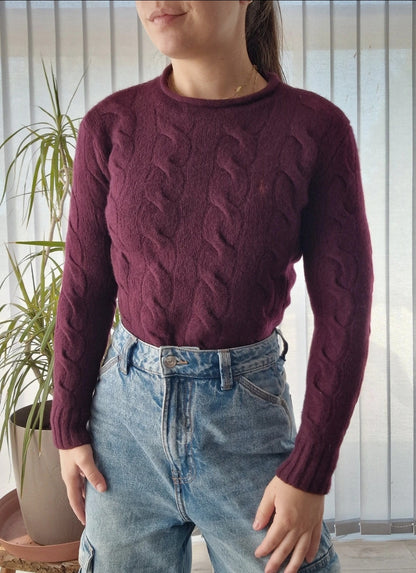 Pull moulant en maille torsadée prune - XXS/32