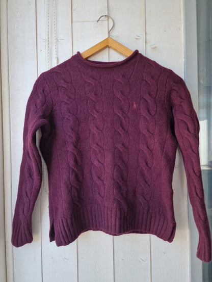 Pull moulant en maille torsadée prune - XXS/32