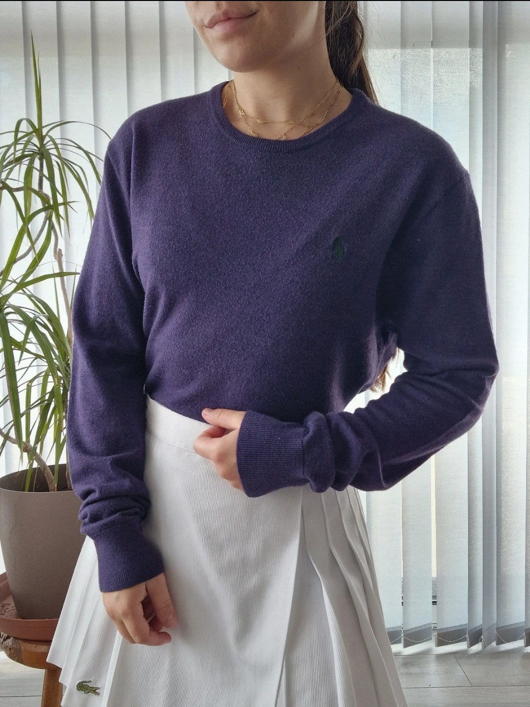 Pull simple en laine violet - M/38