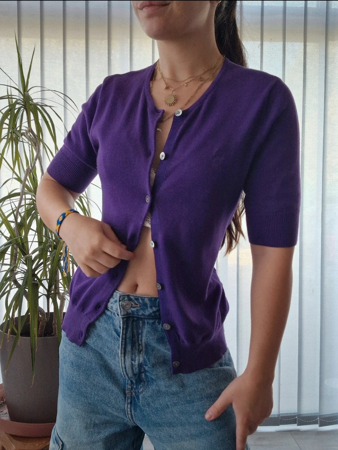 Cardigan manches courtes violet - S/36