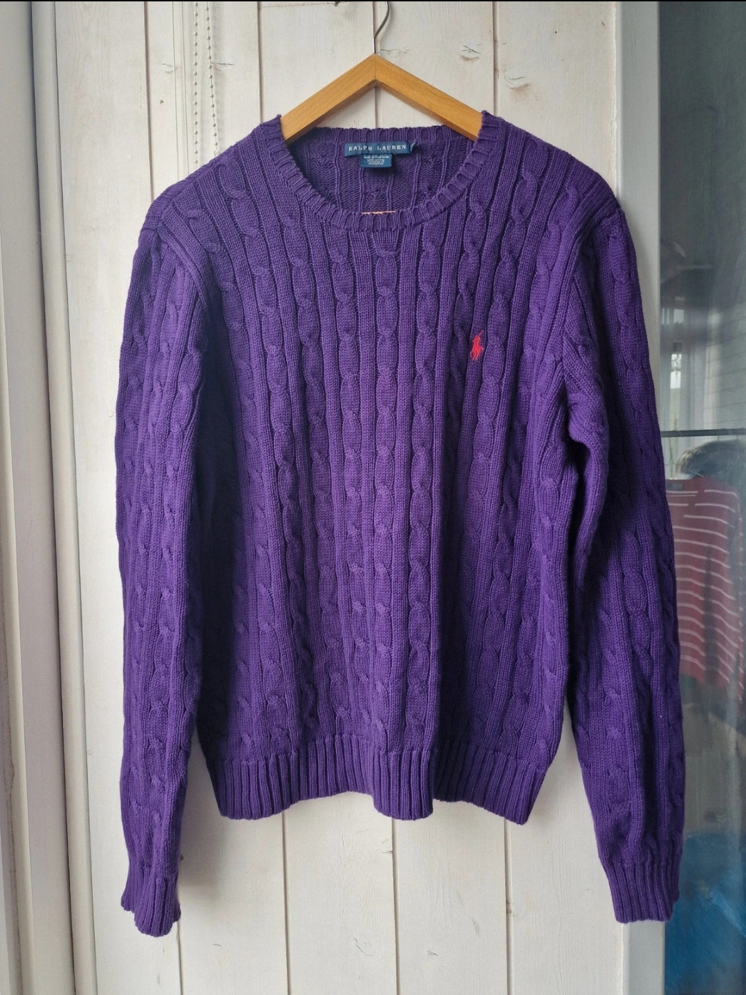 Pull en maille torsadée violet - XL/42