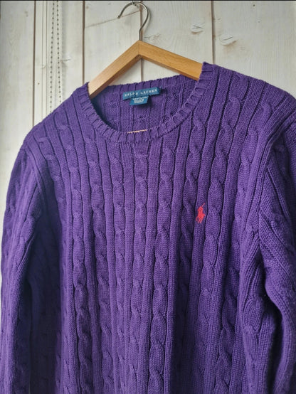 Pull en maille torsadée violet - XL/42