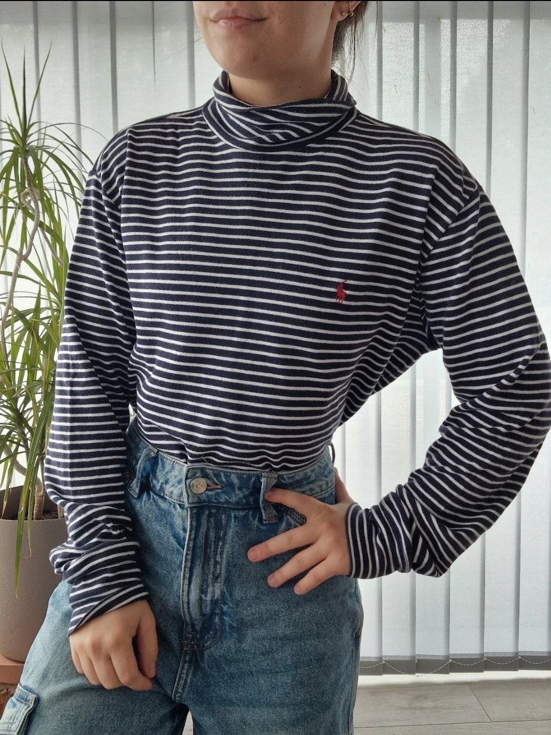 Pull col roulé marinière - L/40