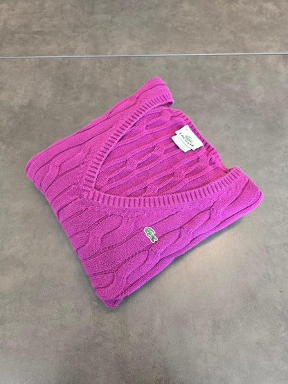 Pull col V en maille torsadée rose fushia - XL/42