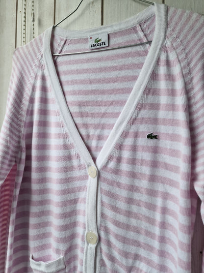 Cardigan à rayures rose/blanc des années 80' - M/38