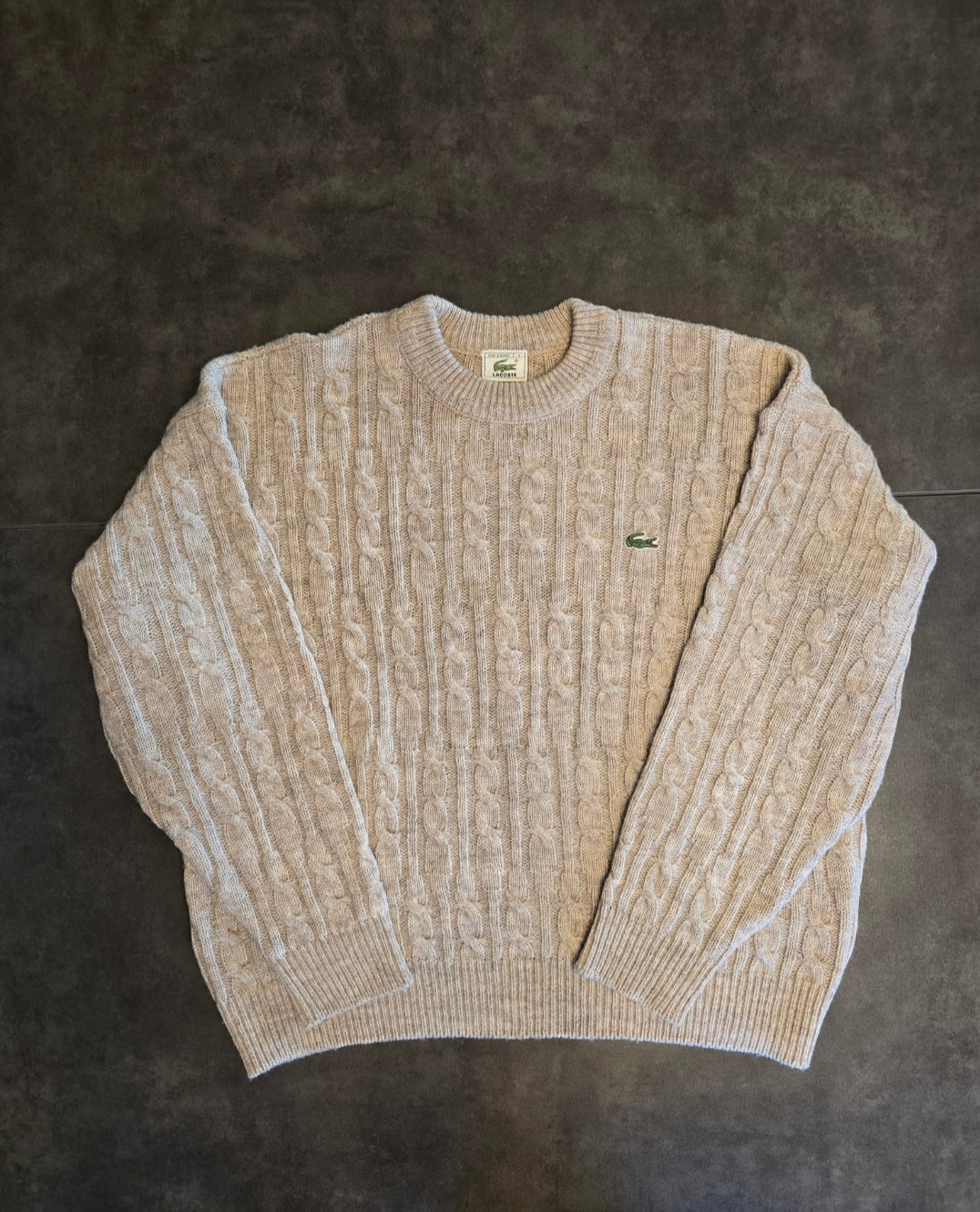 Pull en maille torsadée gris des années 80' - XL