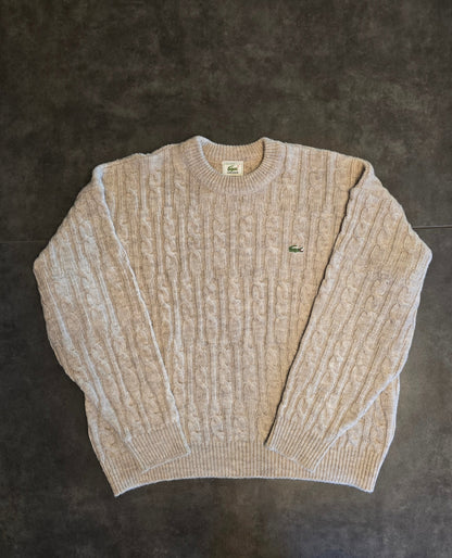 Pull en maille torsadée gris des années 80' - XL