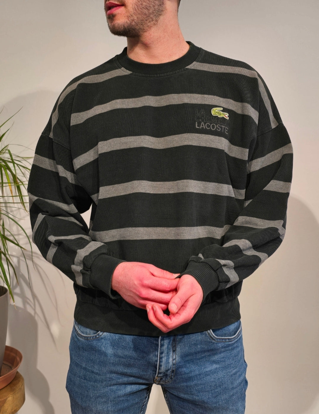 Sweat à rayures collection "La chemise Lacoste" - L