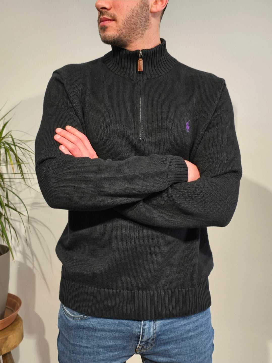 Pull camionneur en maille noir - L