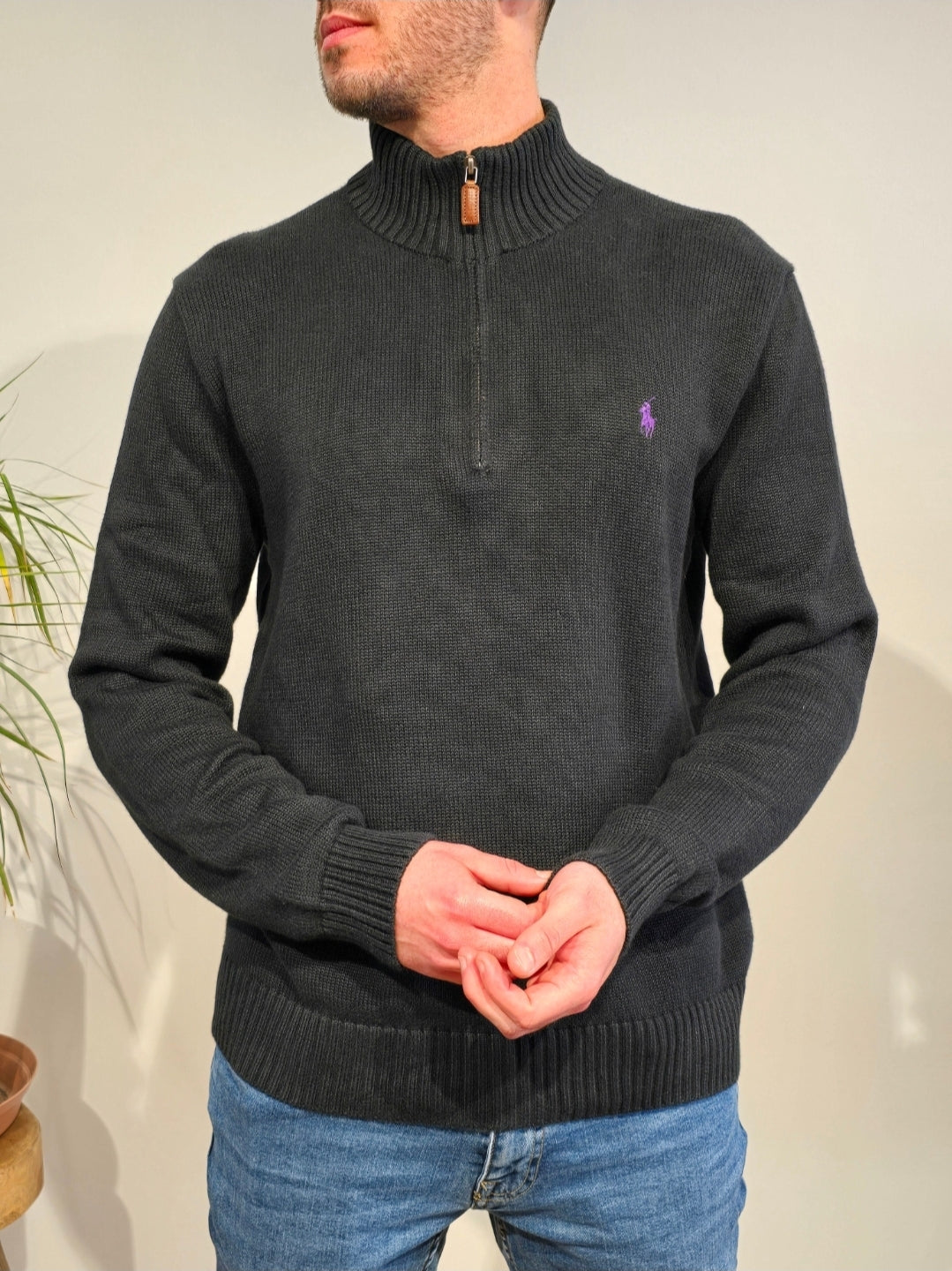 Pull camionneur en maille noir - L